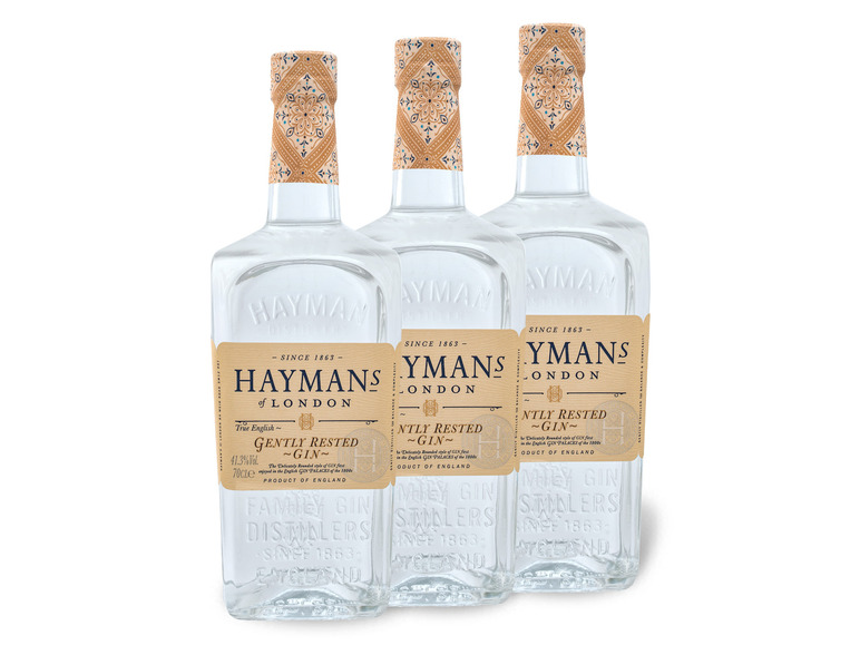 3 x Rested Gently 41,3% Spirituosenpaket Vol Hayman\'s Cask Gin 0,7-l-Flasche