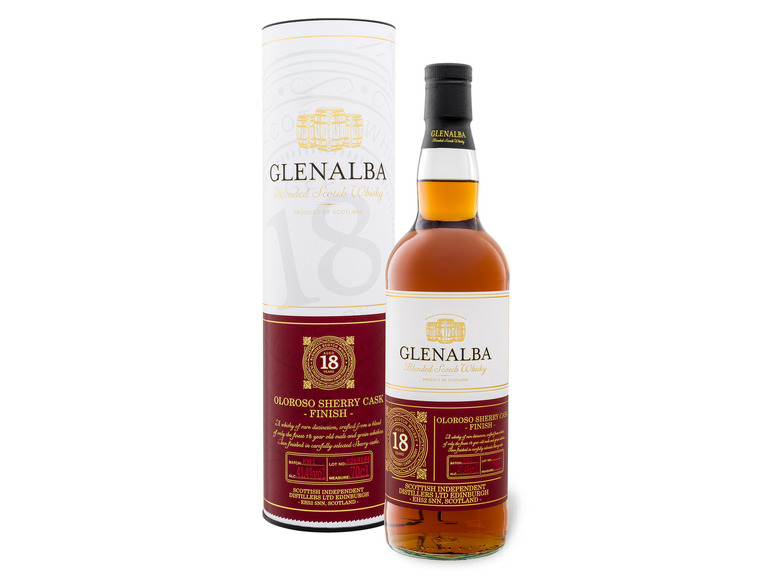 18 Blended Whisky Cask Glenalba Jahre Vol Scotch 41,4% Finish mit Geschenkbox Sherry