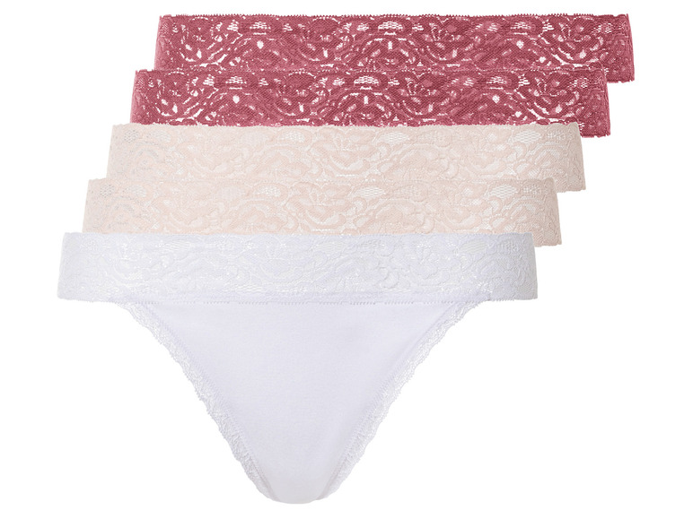 Gehe zu Vollbildansicht: esmara® Damen String, 5 Stück, mit Spitze - Bild 7