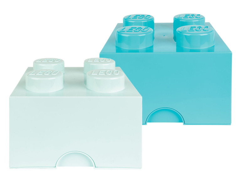 Gehe zu Vollbildansicht: LEGO Aufbewahrungsbox mit 4 Noppen, stapelbar, 2er Set - Bild 3
