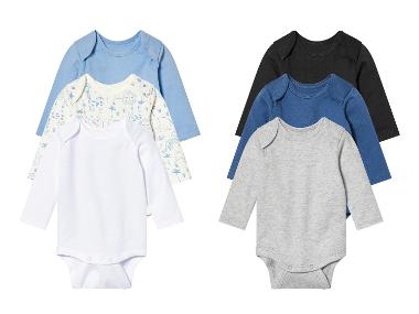 lupilu® Baby Bodys, 3 Stück, reine Baumwolle, langarm