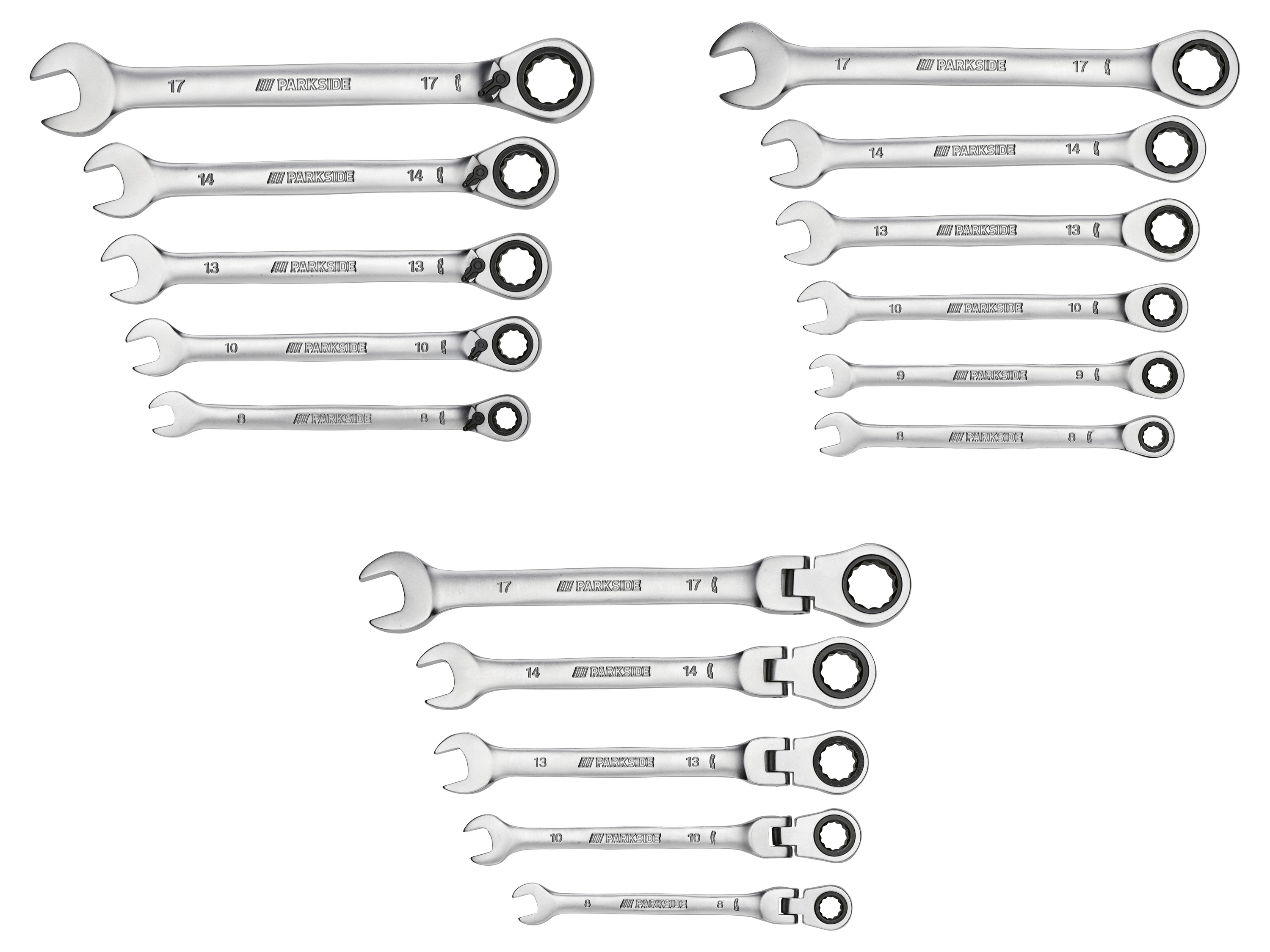 PARKSIDE® Gabel- und Ratschen-Ringschlüsselsatz, 72 Zähne, 5° Arbeitswinkel