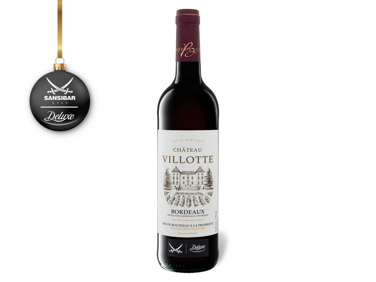 Rotwein Bordeaux Château Villotte Sansibar AOC 2020 Deluxe trocken,
