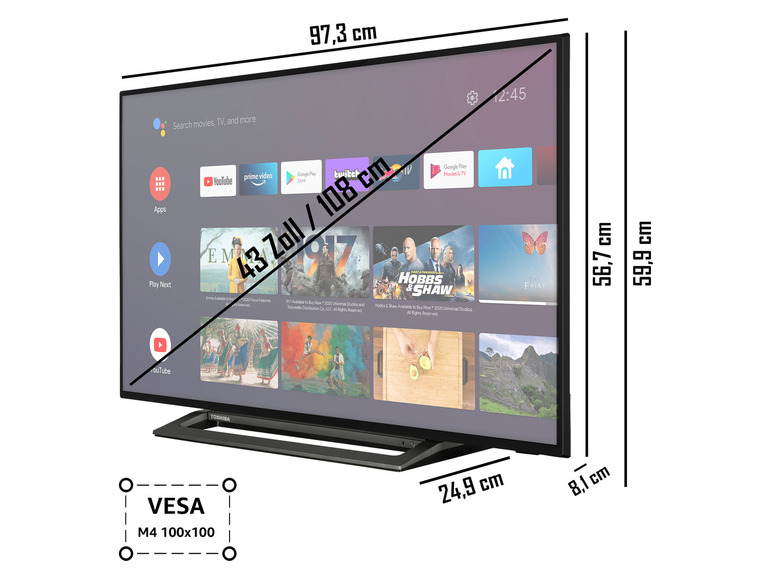 HD Fernseher 43 Smart TV Zoll Full »43LA3B63DGW« TOSHIBA