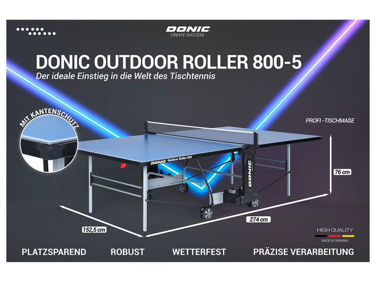 DONIC Tischtennisplatte Outdoor 800-5 Roller
