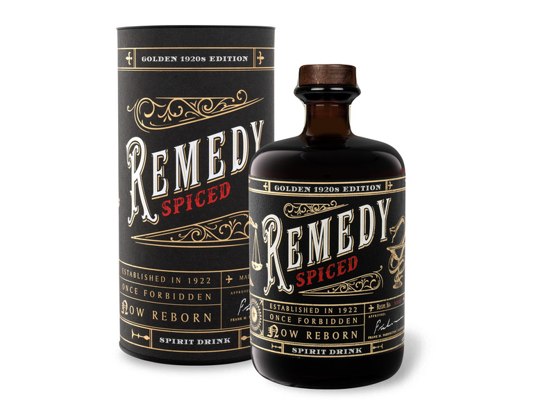 Gehe zu Vollbildansicht: Remedy Spiced Golden 1920's Edition (Rum-Basis) mit Geschenkbox 41,5% Vol - Bild 1