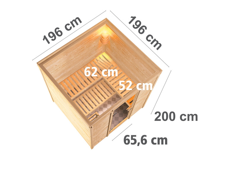 Gehe zu Vollbildansicht: Karibu Indoor-Sauna »Salom«, Fronteinstieg, 9 kW Ofen - Bild 140