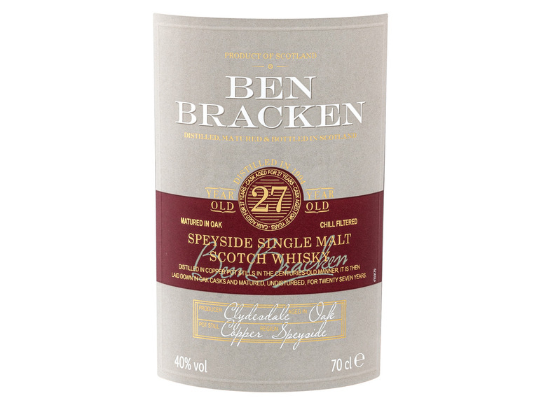 Ben Bracken Single Vol Speyside 40% Scotch Geschenkbox 27 mit Jahre Malt Whisky