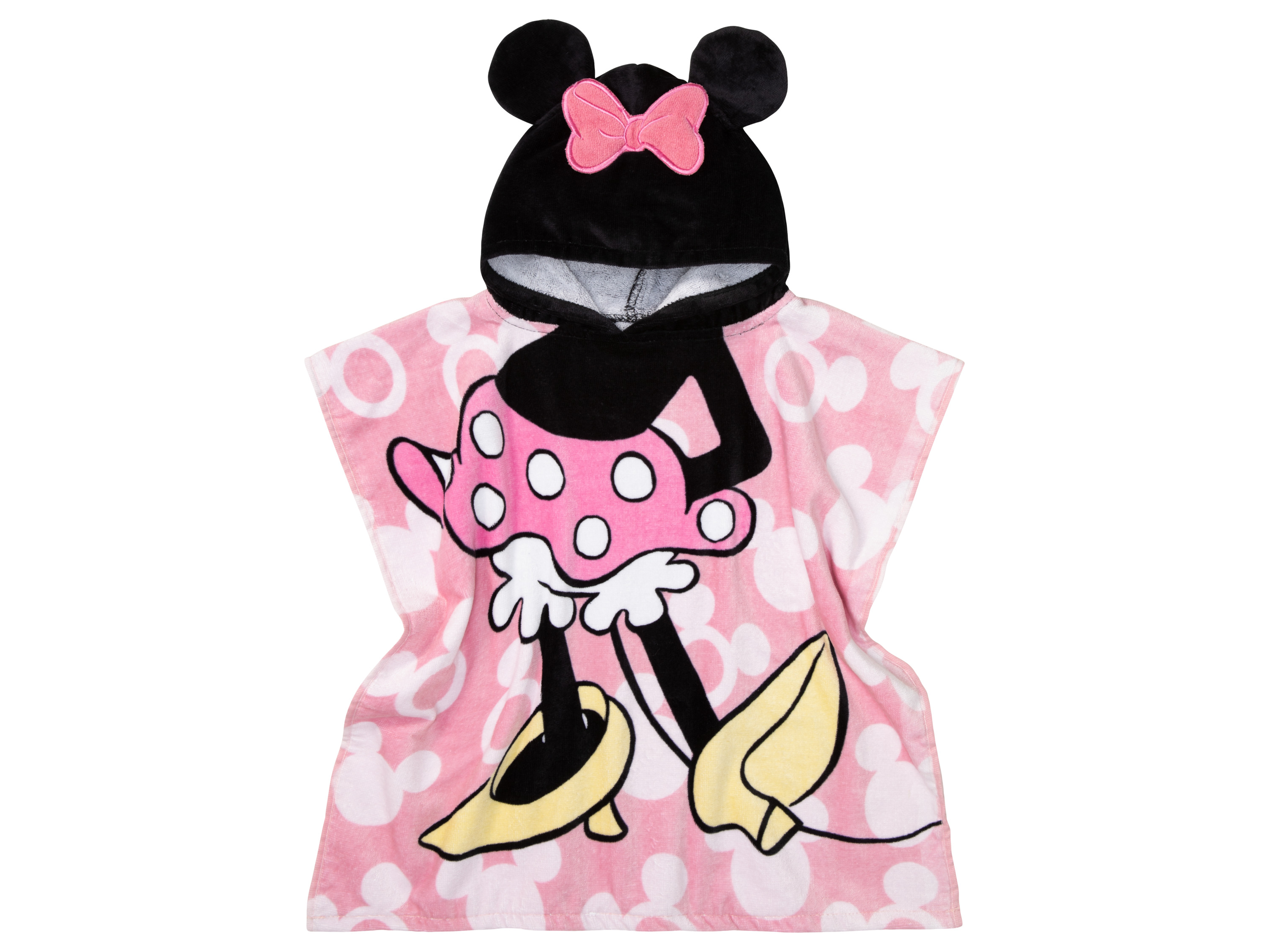 Kinder Poncho aus Velours 60 x 120 cm (Minnie Mouse)