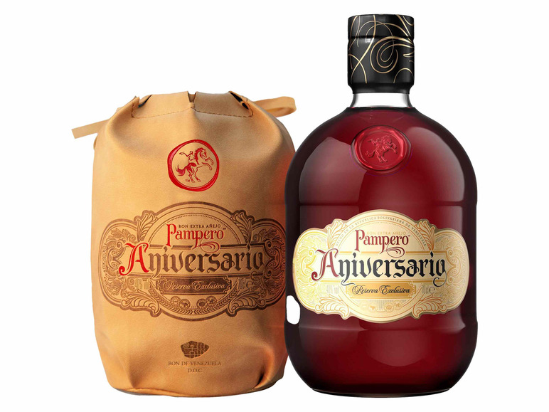 Ledertasche Exclusiva Aniversario Vol Añejo 40% PAMPERO in Reserva Rum