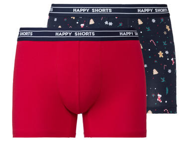 Happy Shorts - Herren Boxershorts, 2 Stück, weihnachtliche Motive (bordeaux, M)