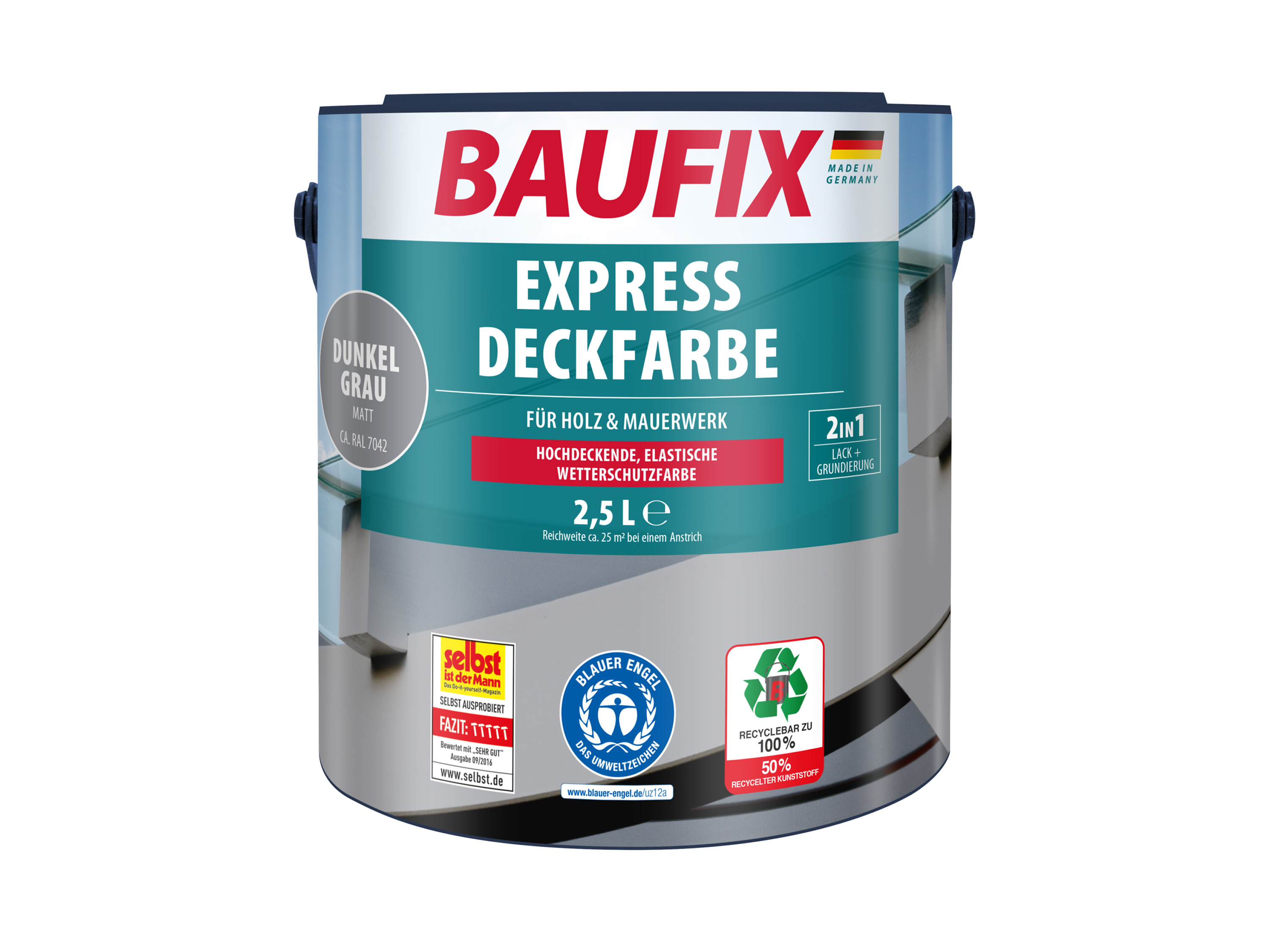 BAUFIX Express Deckfarbe 2,5 Liter (dunkelgrau matt)