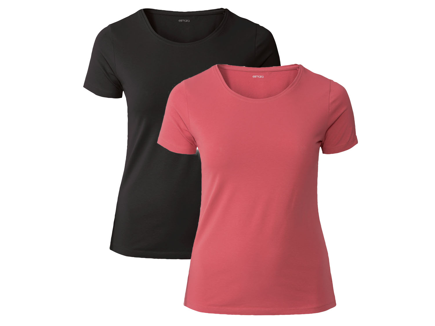 esmara® Damen T-Shirts 2er Set (XXL(52/54), schwarz/rot) XXL(52/54)