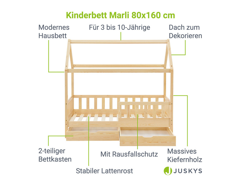Gehe zu Vollbildansicht: Juskys Kinderbett »Marli«, im skandinavischen Design - Bild 208