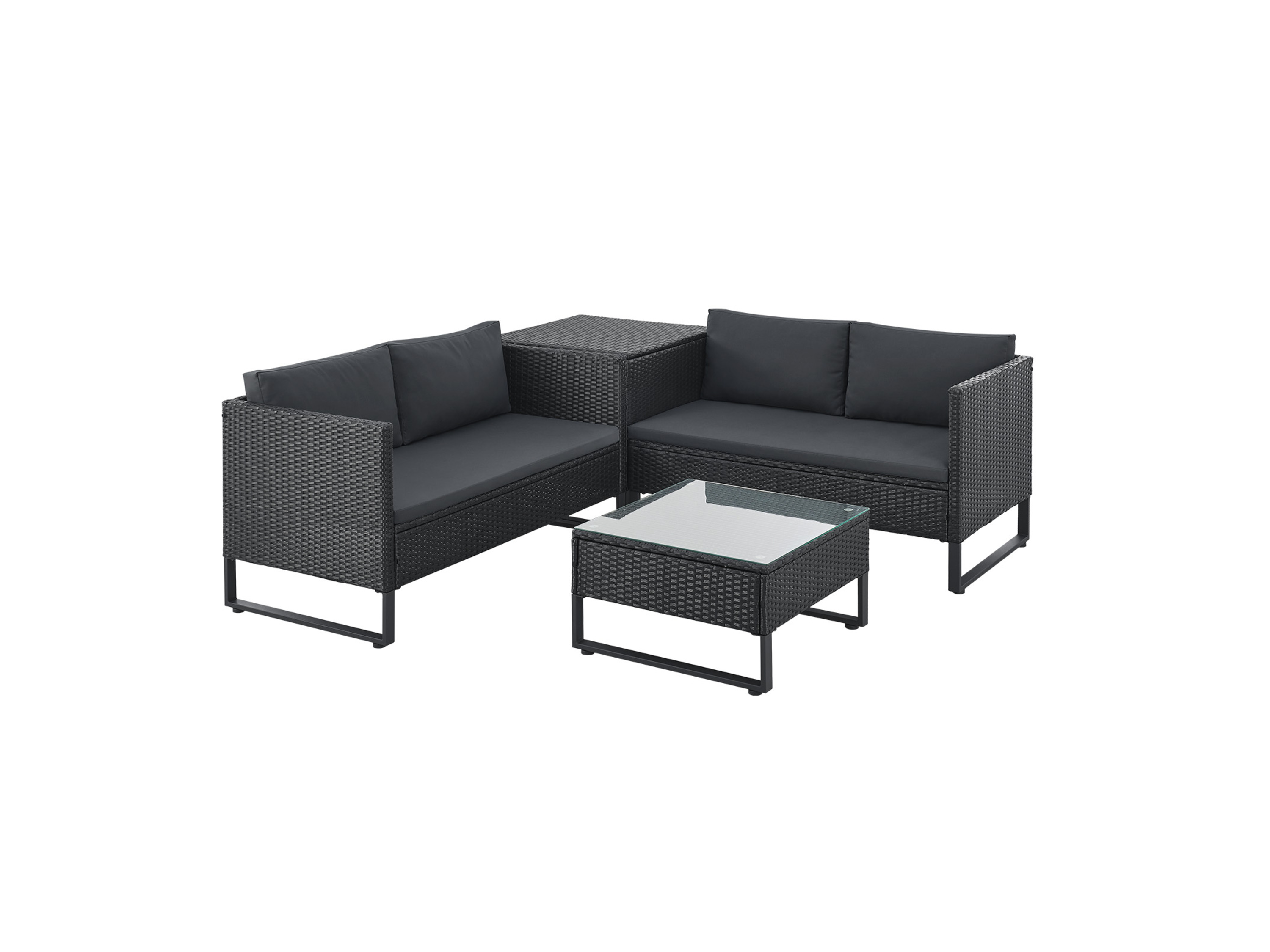 Juskys Polyrattan Lounge Santorini (schwarz/grau)