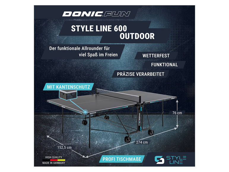 Gehe zu Vollbildansicht: DONIC Tischtennis-Set Style 600 Outdoor, inkl. Zubehör - Bild 18