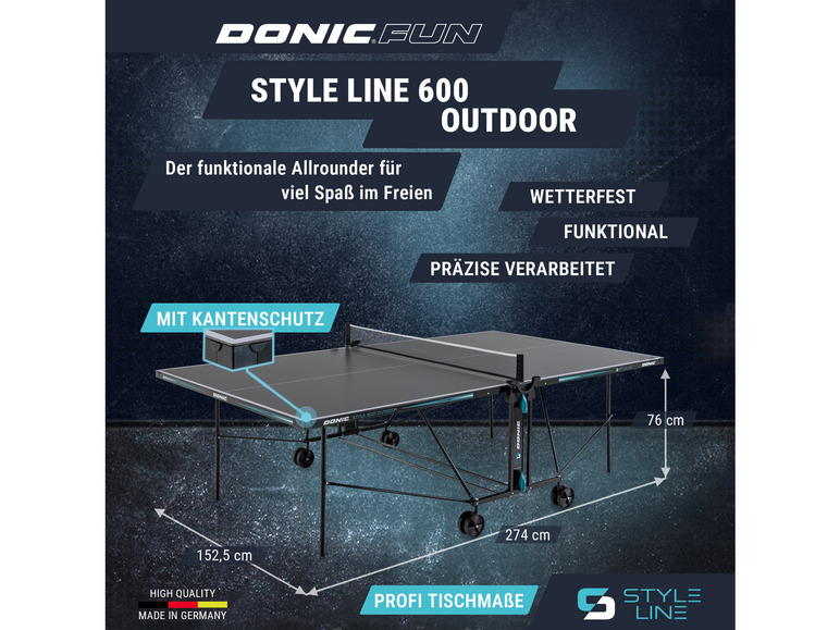 Gehe zu Vollbildansicht: DONIC Tischtennisplatte Style 600 Outdoor - Bild 10