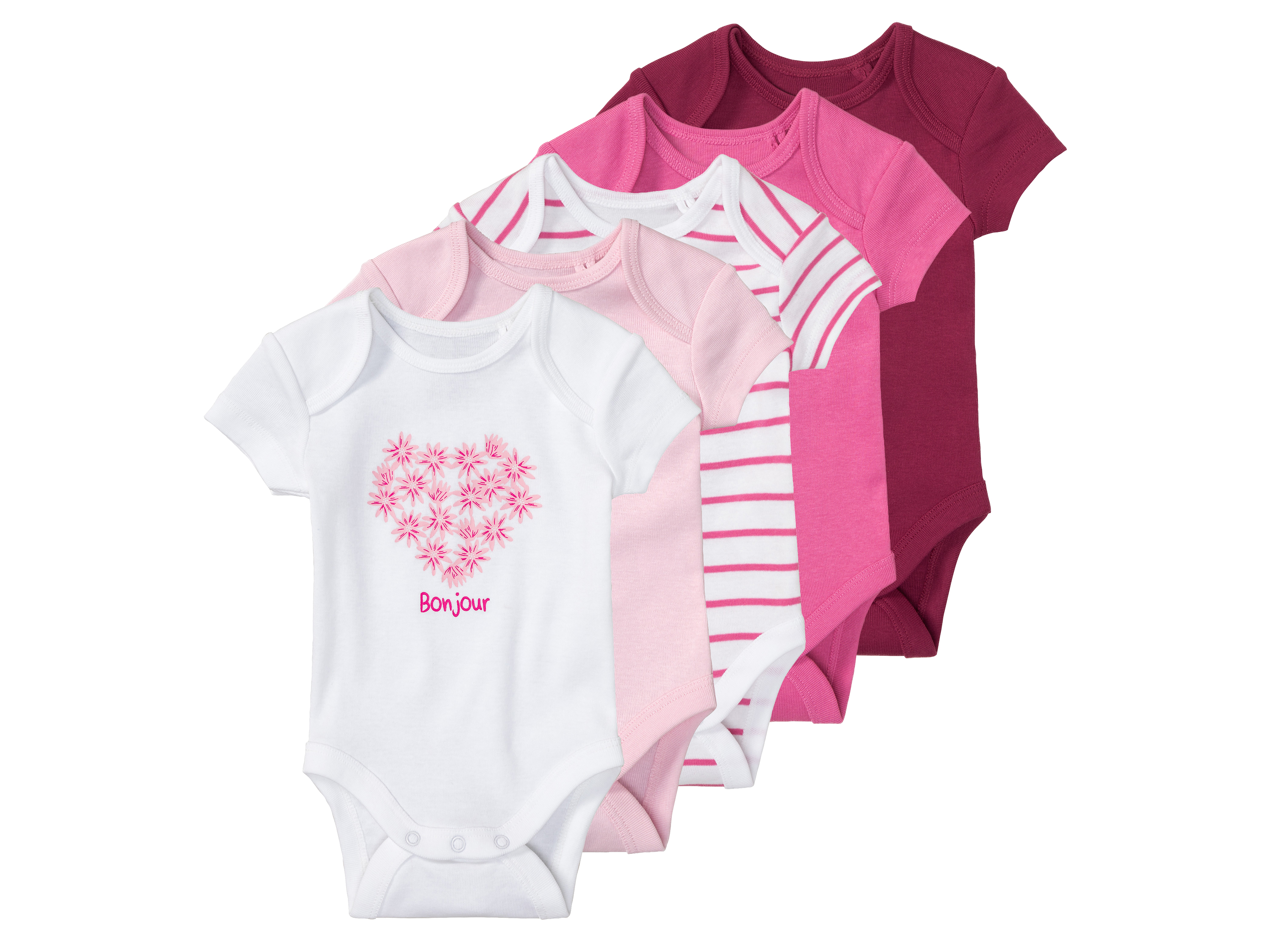 lupilu® 5 Baby Mädchen Bodies kurzarm (beere/pink/rosa/weiß, 62/68) 62/68