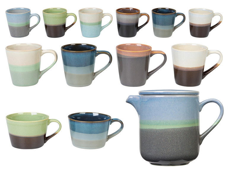 Gehe zu Vollbildansicht: LIVARNO home Kaffeetassen Set / Kaffeekanne, aus glasiertem Steingut - Bild 1