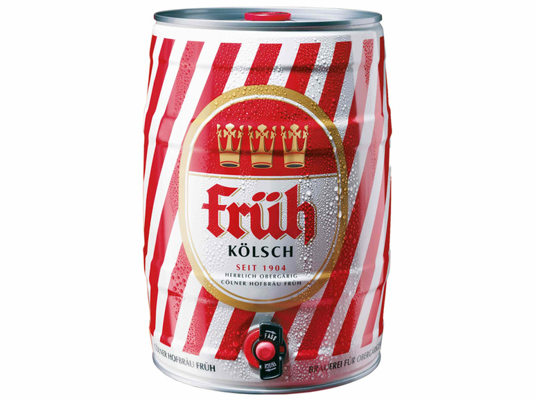 Gehe zu Vollbildansicht: Früh Kölsch 5 Liter Bierfass mit Zapfhahn, Pfandfrei 4,8% Vol - Bild 1