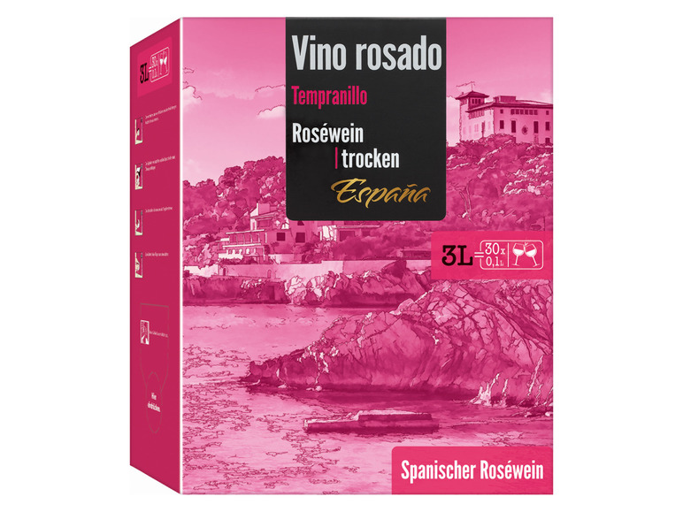 Vino Rosado trocken, Rosé… 3,0-l-Bag-in-Box Tempranillo