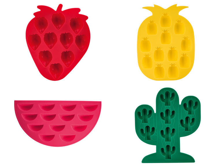 Gehe zu Vollbildansicht: ERNESTO® Eiswürfelform „Erdbeere“ \ „Ananas“ \ „Melone“ \ „Kaktus“, spülmaschinengeeignet - Bild 1