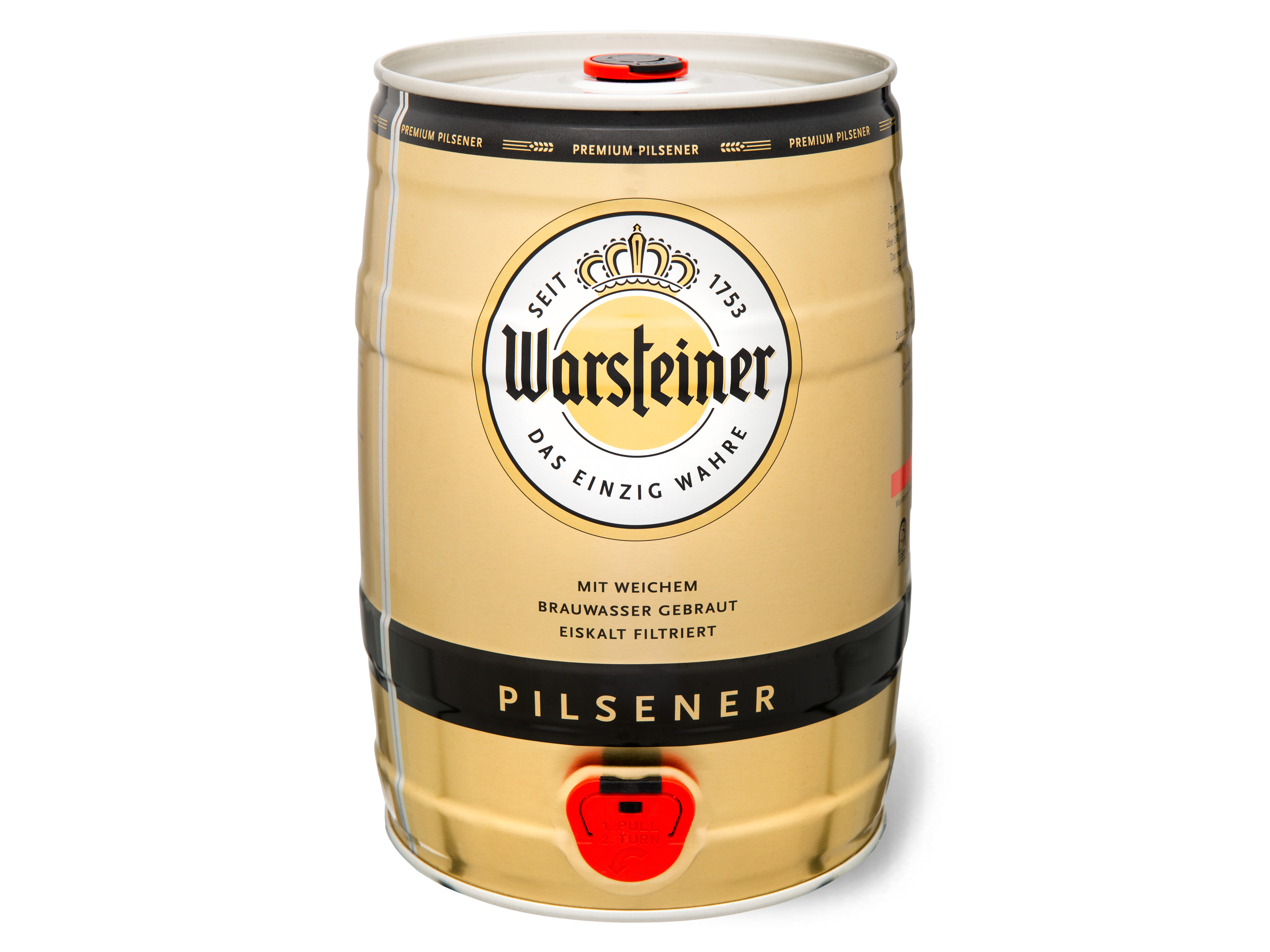 Warsteiner Premium Pilsener 5 L Bierfass mit Zapfhahn, Pfandfrei