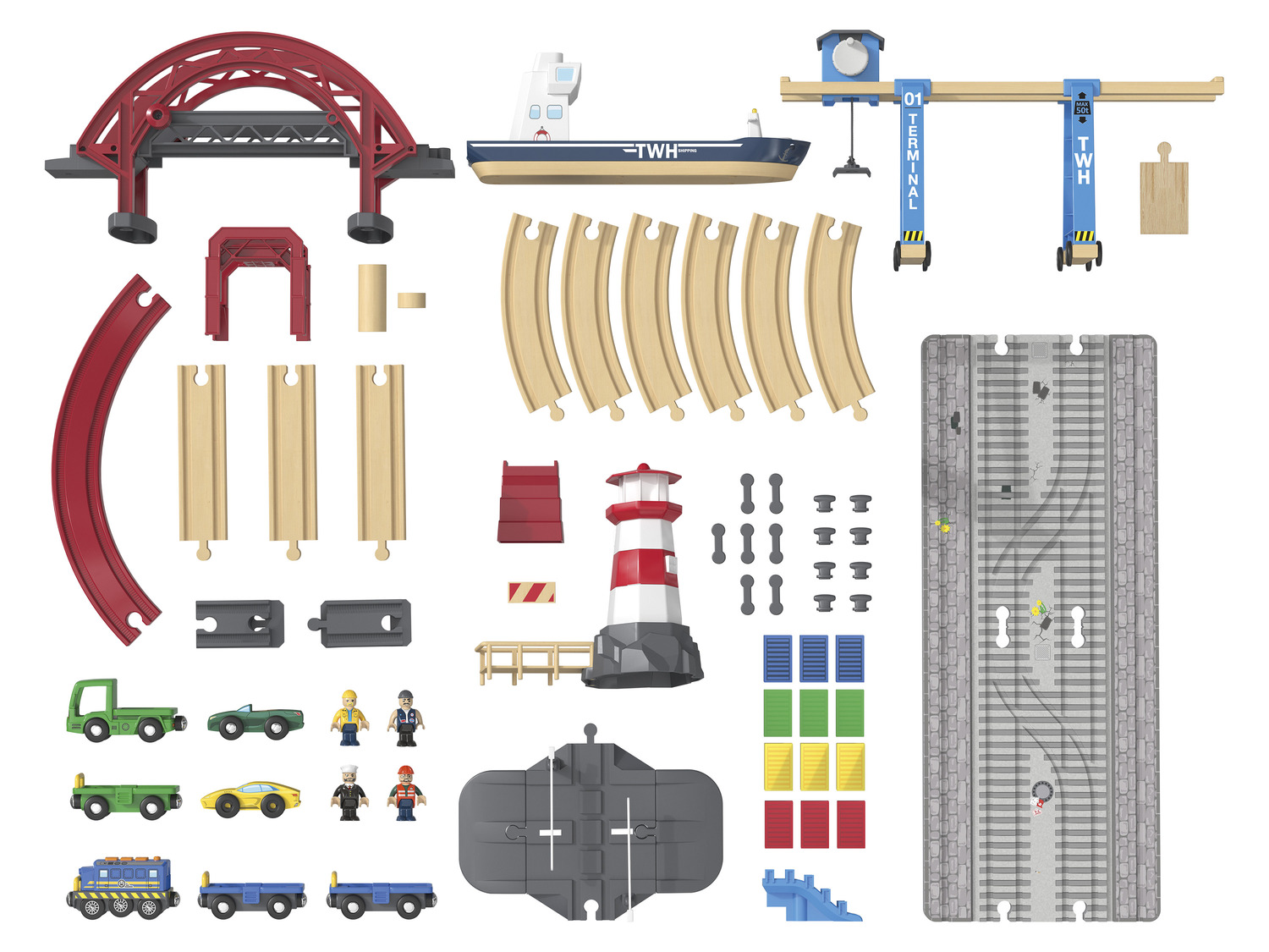 Containerhafen, Eisenbahn-Set 3 Playtive Stat… mit Holz