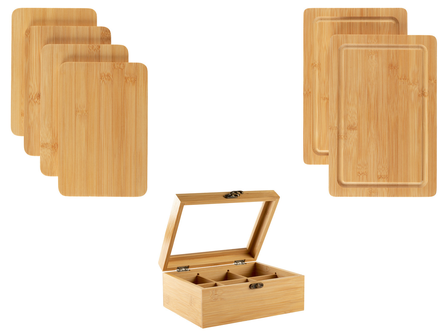 ERNESTO® Schneidebrett Bambus, 2er / / Schn… Teebox Set