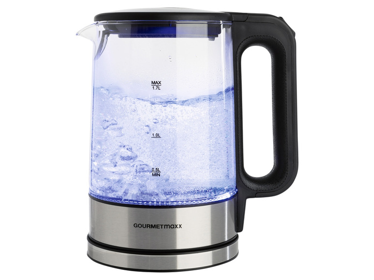 Gehe zu Vollbildansicht: GOURMETmaxx Glas-Wasserkocher, 1,7 l, kabellos, LED - Bild 3