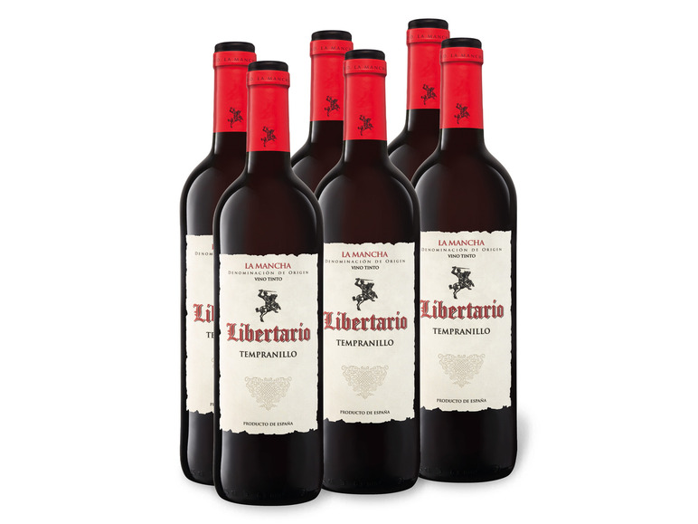 6 x 0 75-l-Flasche Weinpaket Tempranillo Libertario Cosecha trocken Rotwein