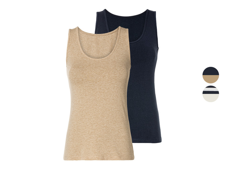 esmara® Damen Tops, 2 Stück, mit hohem Bio-Baumwollanteil