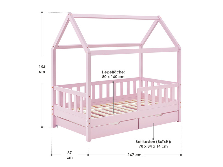 Gehe zu Vollbildansicht: Juskys Kinderbett »Marli«, im skandinavischen Design - Bild 142