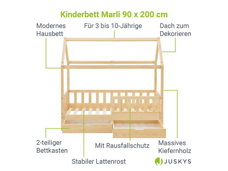Gehe zu Vollbildansicht: Juskys Kinderbett »Marli«, im skandinavischen Design - Bild 26