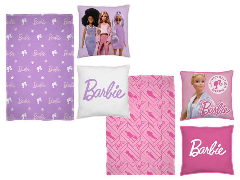 Gehe zu Vollbildansicht: Barbie Kinder Kuscheldecke mit Kissen, 100 x 150 cm - Bild 1