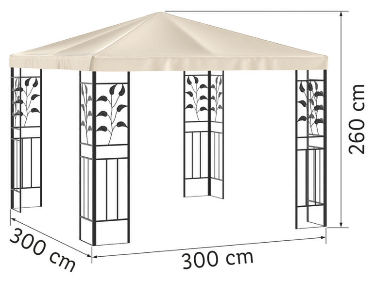 Pavillon, mit x m, 3 home beige Stahlgestell, 3 LIVARNO