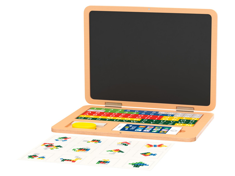 Gehe zu Vollbildansicht: Playtive Holzlaptop / Magnetuhr, aus Echtholz - Bild 2