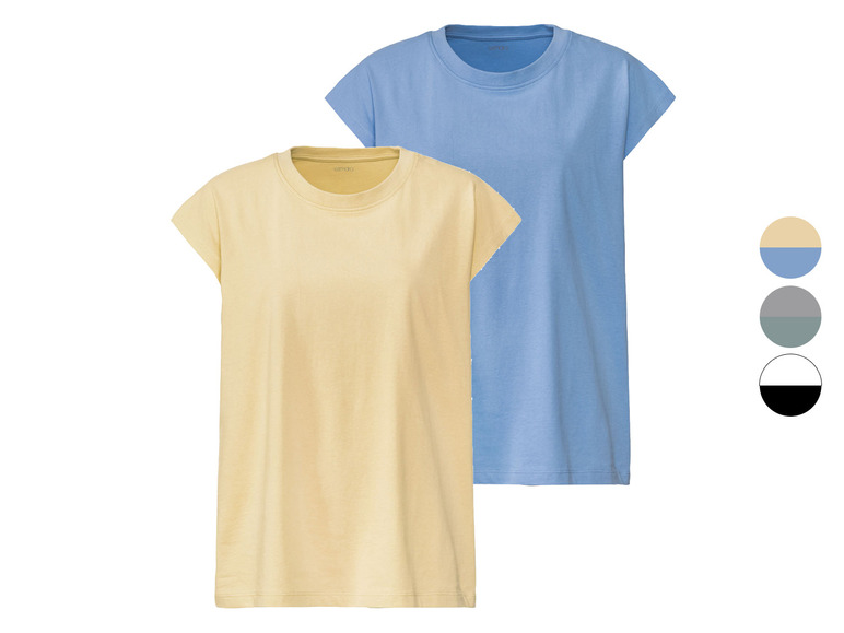 Gehe zu Vollbildansicht: esmara® Damen T-Shirts, 2 Stück, mit überschnittenen Schultern - Bild 1