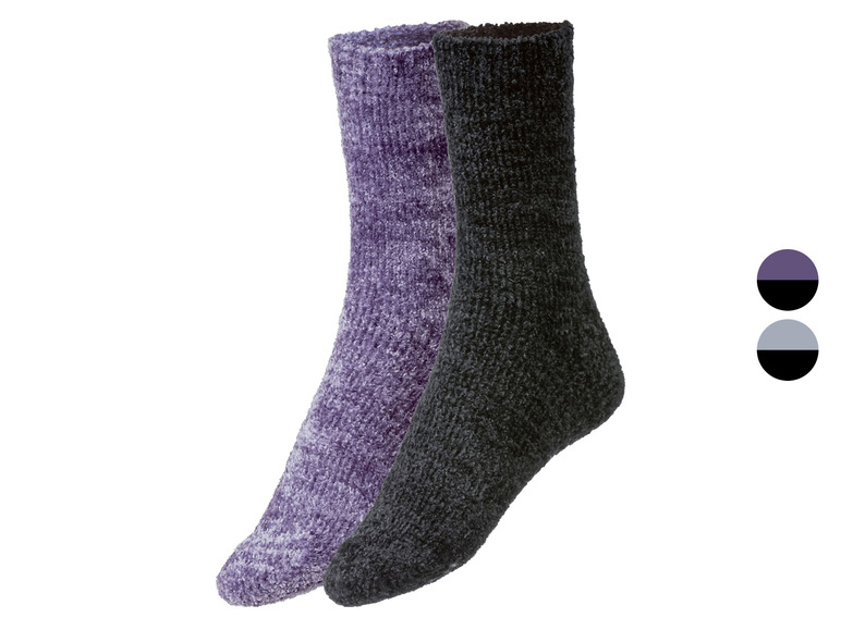 Gehe zu Vollbildansicht: esmara® Damen Chenille-Socken, 2 Paar, flauschig - Bild 1