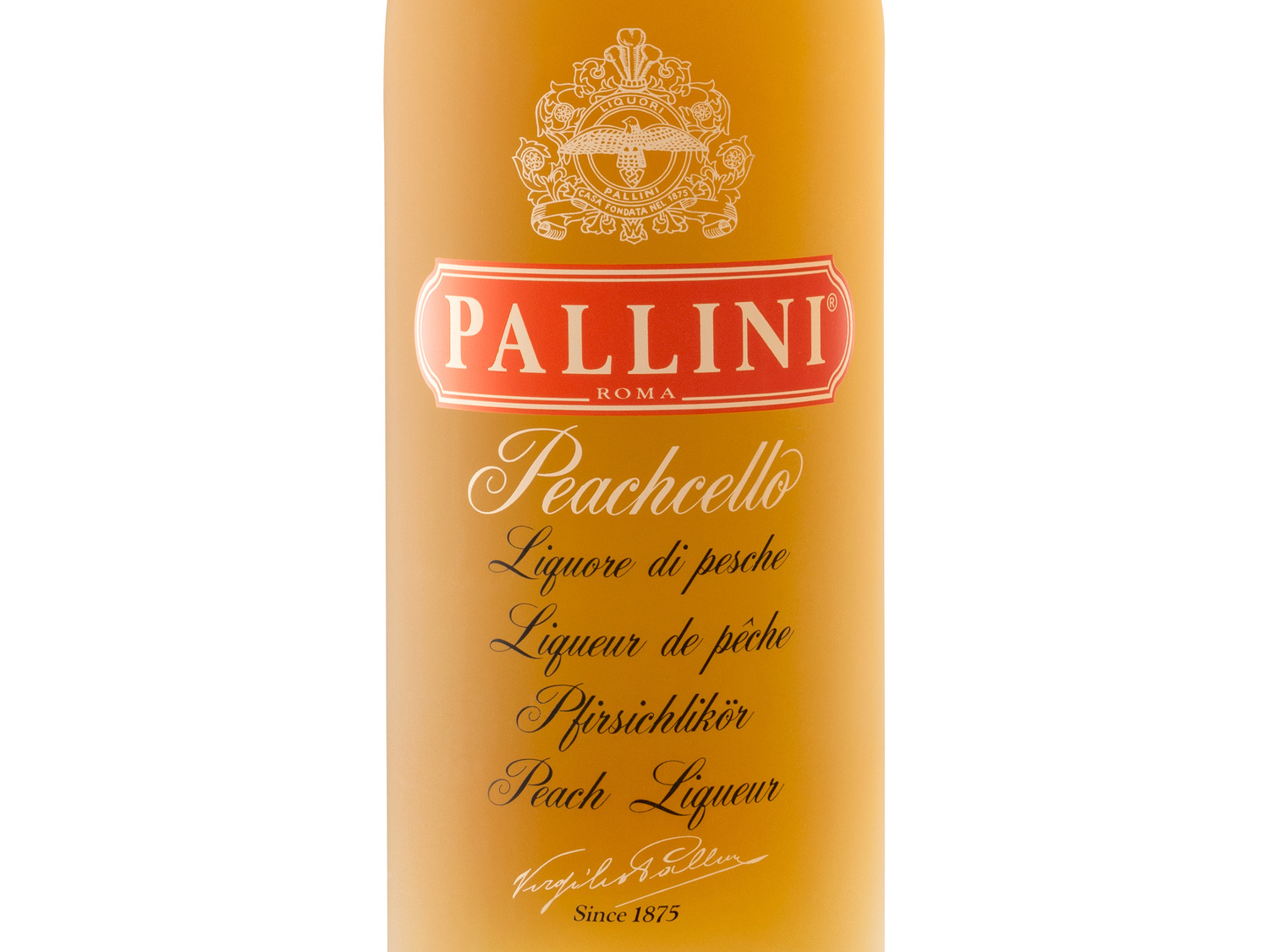 LIDL 26% Pfirsichlikör Peachcello Vol Pallini |