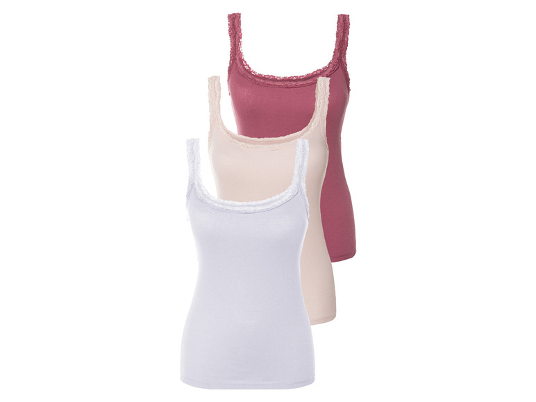 Gehe zu Vollbildansicht: esmara® Damen Tops, 3 Stück, mit Spitze - Bild 19