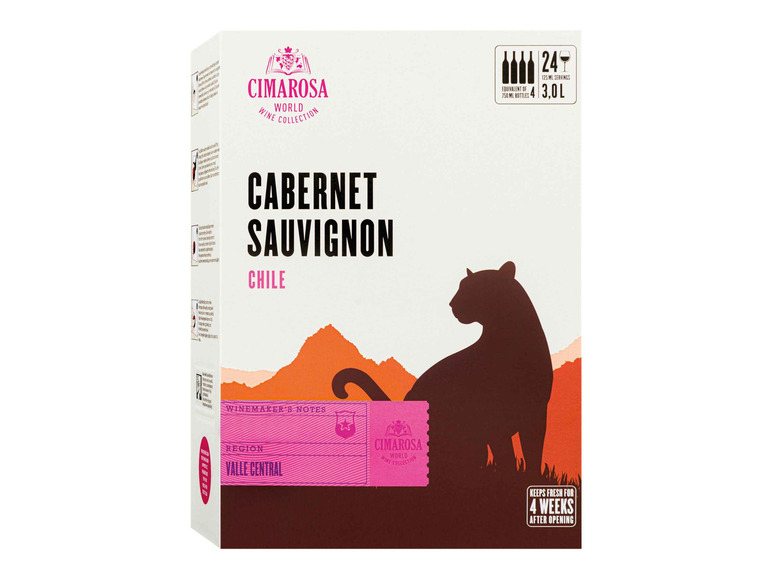 Gehe zu Vollbildansicht: CIMAROSA Cabernet Sauvignon Chile 3,0-l-Bag-in-Box trocken, Rotwein 2022 - Bild 1