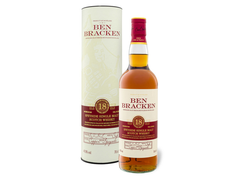 Ben Bracken Speyside Single Malt Scotch Whisky 18 Jahre mit Geschenkbox 41,9% Vol