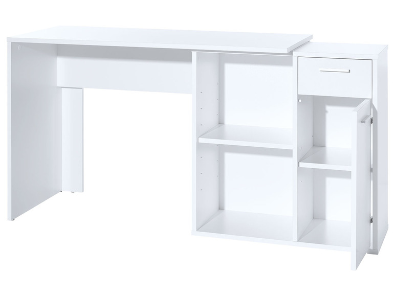 Gehe zu Vollbildansicht: LIVARNO home Schreibtisch mit Schrankelement Weiß - Bild 5