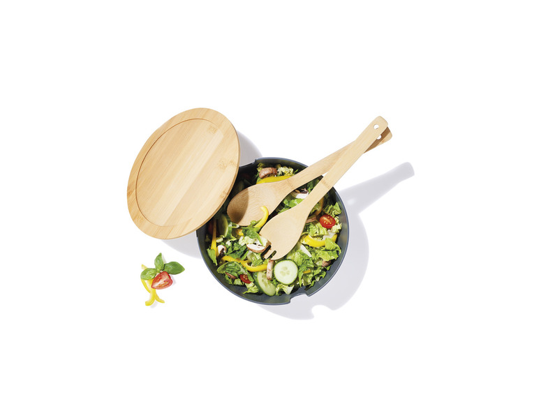 ERNESTO® Salatschüssel-Set, 4-teilig mit Bambus-Deckel