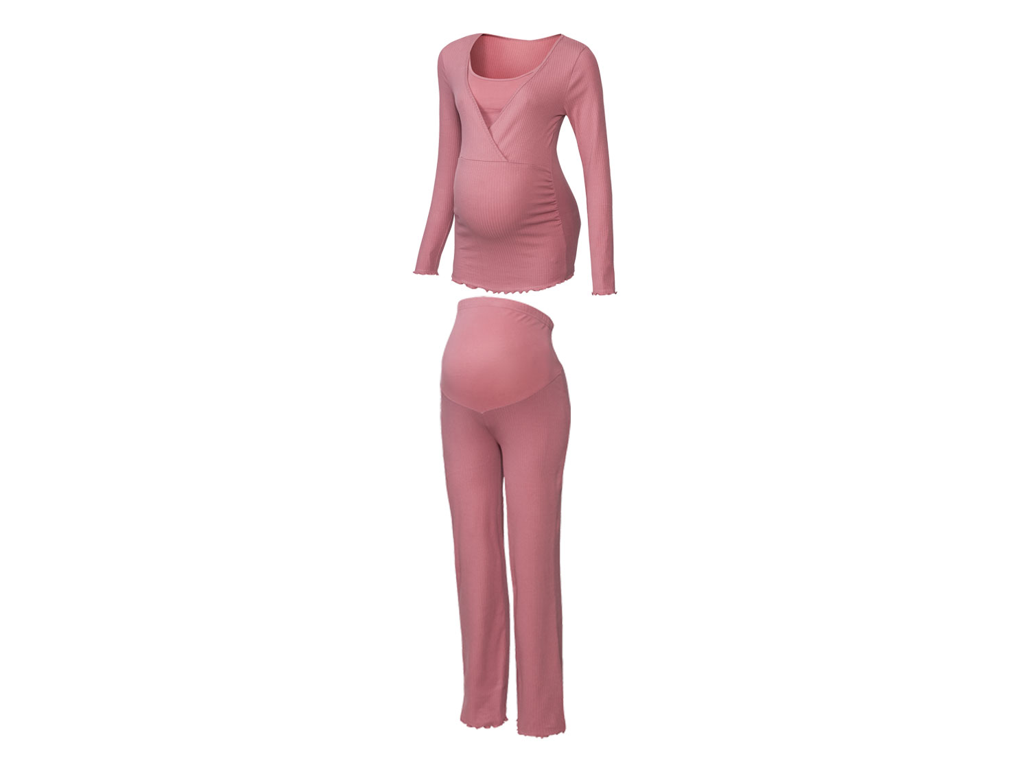 esmara® Damen Pyjama lang Umstandsmode (rosa, L(44/46)) L(44/46)