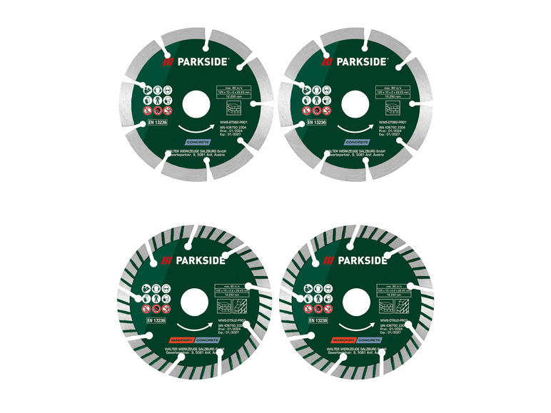 Gehe zu Vollbildansicht: PARKSIDE® Diamant-Trennscheiben, für Mauernutfräse, 2 Stück - Bild 1