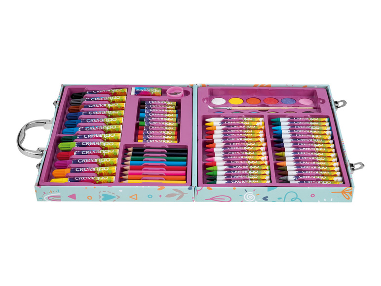 Gehe zu Vollbildansicht: crelando® Kinder-Malkoffer, mit Farben, Stiften und Zubehör - Bild 8