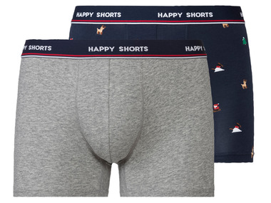 Happy Shorts - Herren Boxershorts, 2 Stück, weihnachtliche Motive (grau, M)