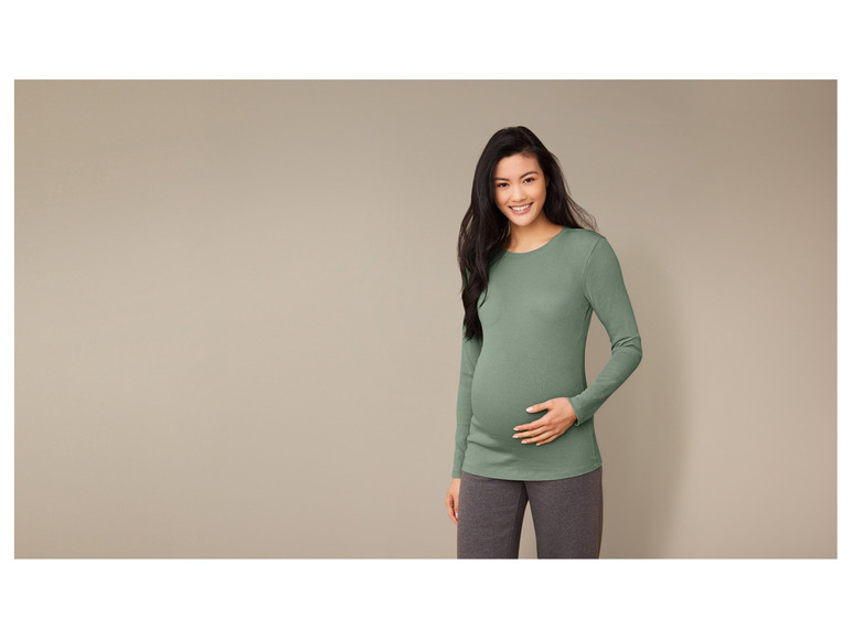 Gehe zu Vollbildansicht: esmara® Damen Umstands-Langarmshirt, in modischer Ripp-Qualität - Bild 3